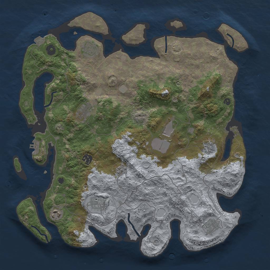 Rust Map: Procedural Map, Size: 4000, Seed: 37293385, 16 Monuments