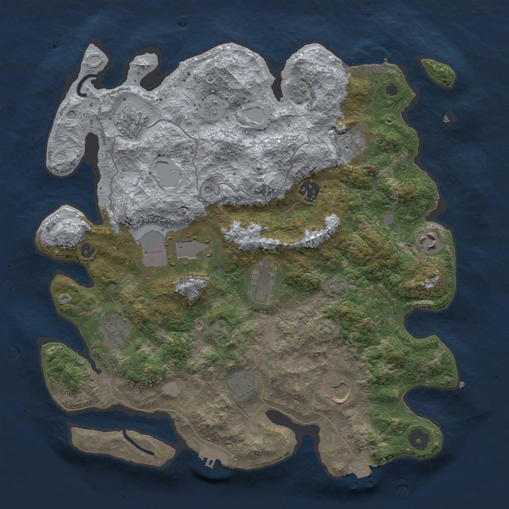 Rust Map: Procedural Map, Size: 3750, Seed: 98404542, 18 Monuments