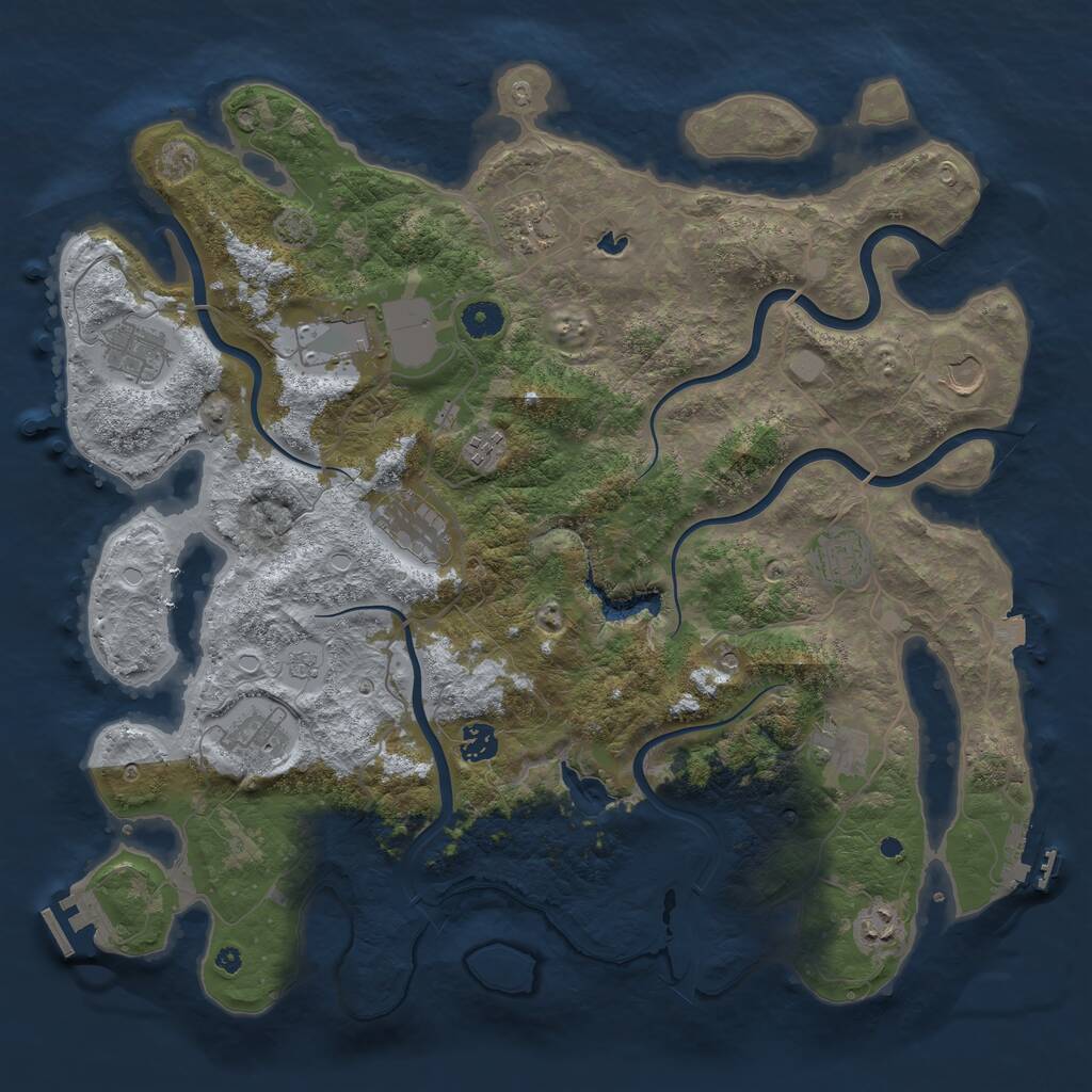 Rust Map: Procedural Map, Size: 4200, Seed: 988229707, 17 Monuments