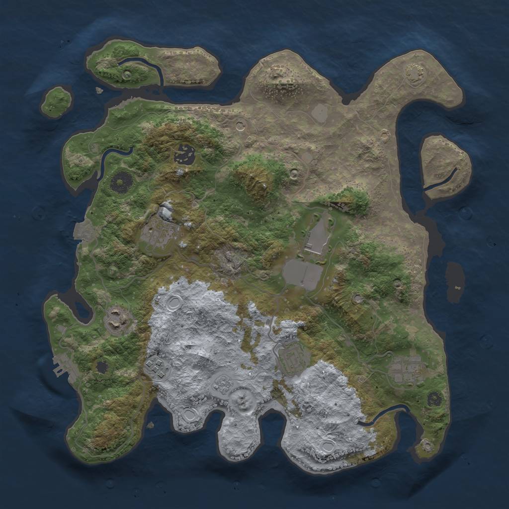 Rust Map: Procedural Map, Size: 3500, Seed: 98587661, 14 Monuments