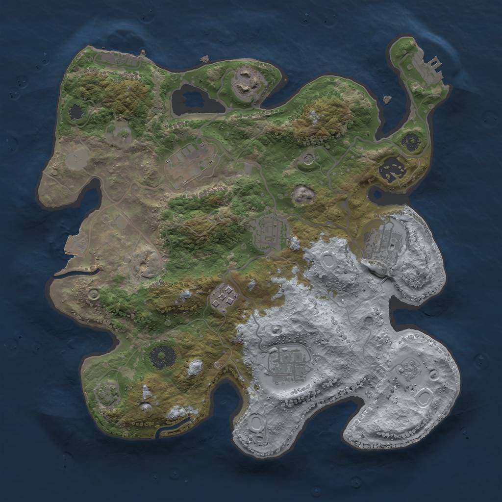 Rust Map: Procedural Map, Size: 3000, Seed: 1693549079, 15 Monuments
