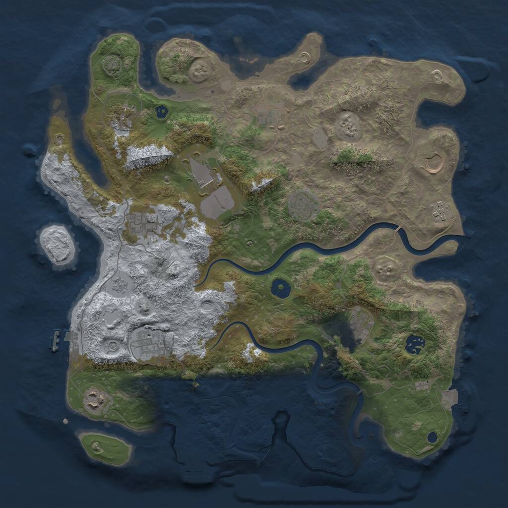 Rust Map: Procedural Map, Size: 3900, Seed: 50858427, 17 Monuments