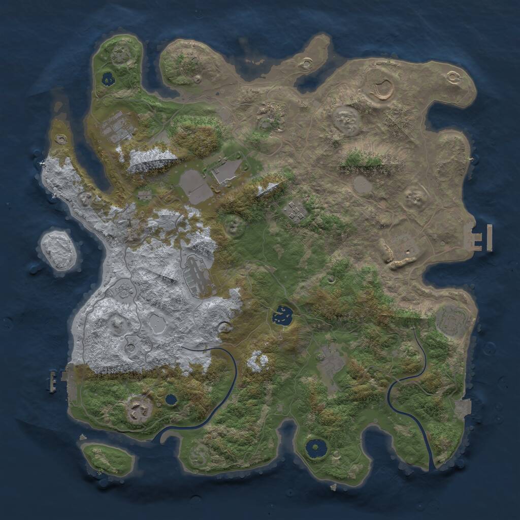 Rust Map: Procedural Map, Size: 3900, Seed: 50858427, 17 Monuments