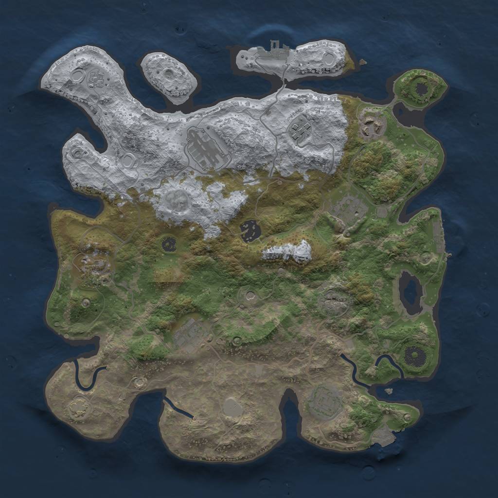 Rust Map: Procedural Map, Size: 3450, Seed: 88013166, 16 Monuments