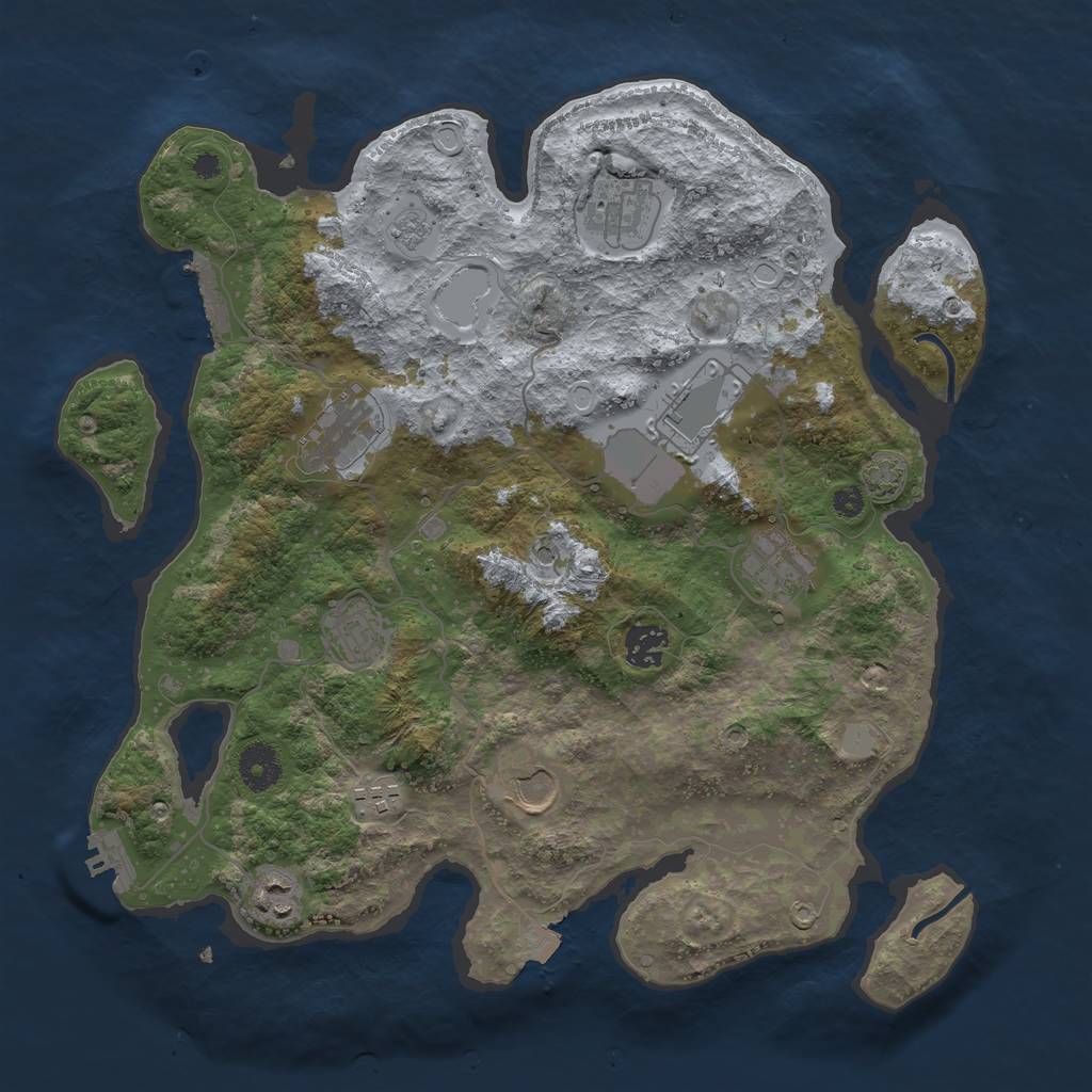 Rust Map: Procedural Map, Size: 3650, Seed: 46177903, 17 Monuments