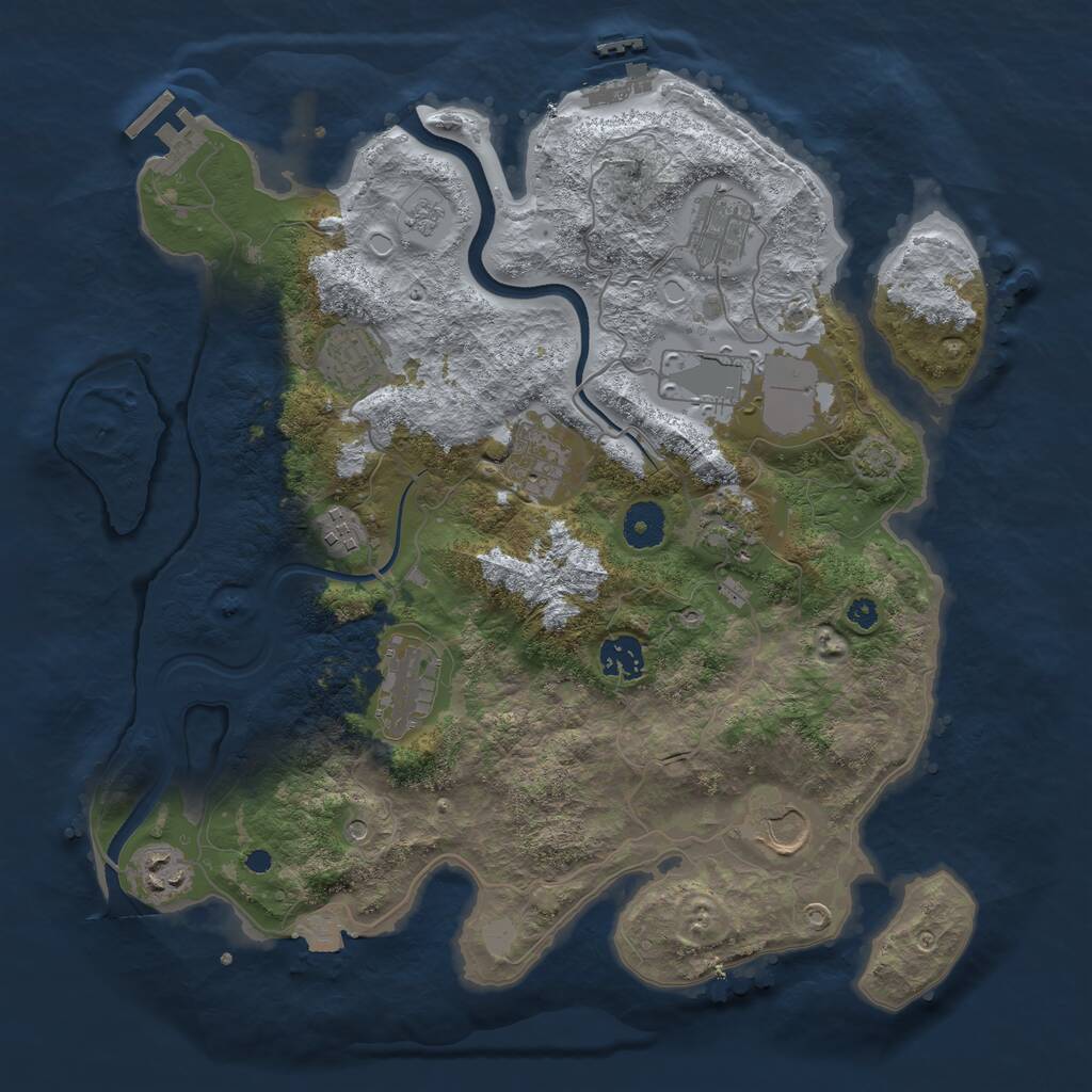Rust Map: Procedural Map, Size: 3650, Seed: 46177903, 16 Monuments