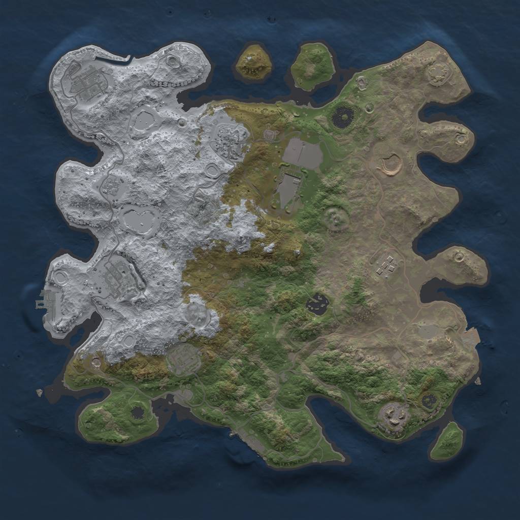 Rust Map: Procedural Map, Size: 3600, Seed: 40372023, 17 Monuments