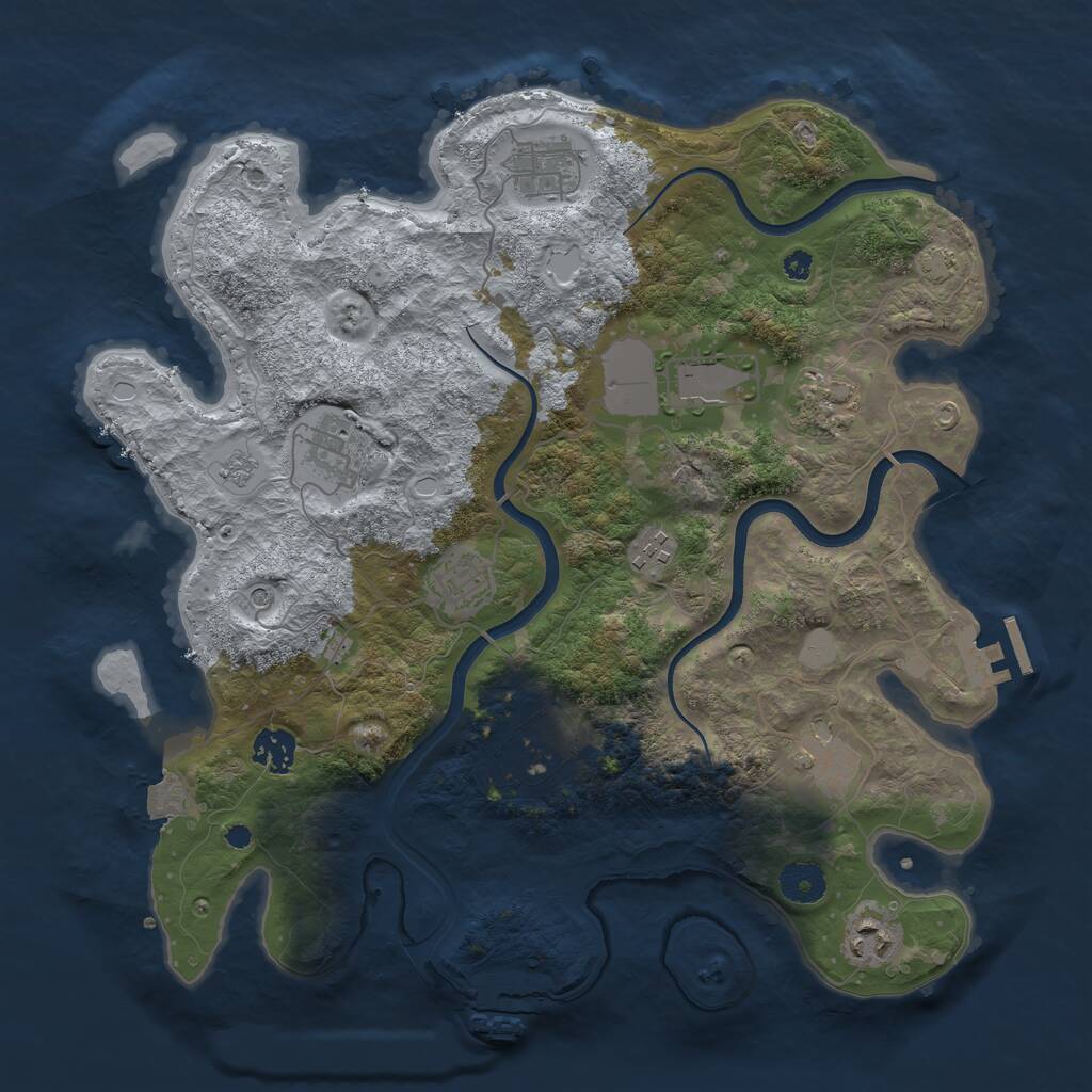 Rust Map: Procedural Map, Size: 3700, Seed: 74731185, 16 Monuments