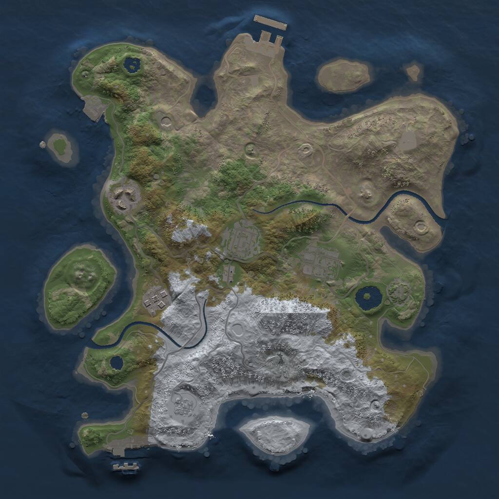 Rust Map: Procedural Map, Size: 3000, Seed: 18275, 10 Monuments
