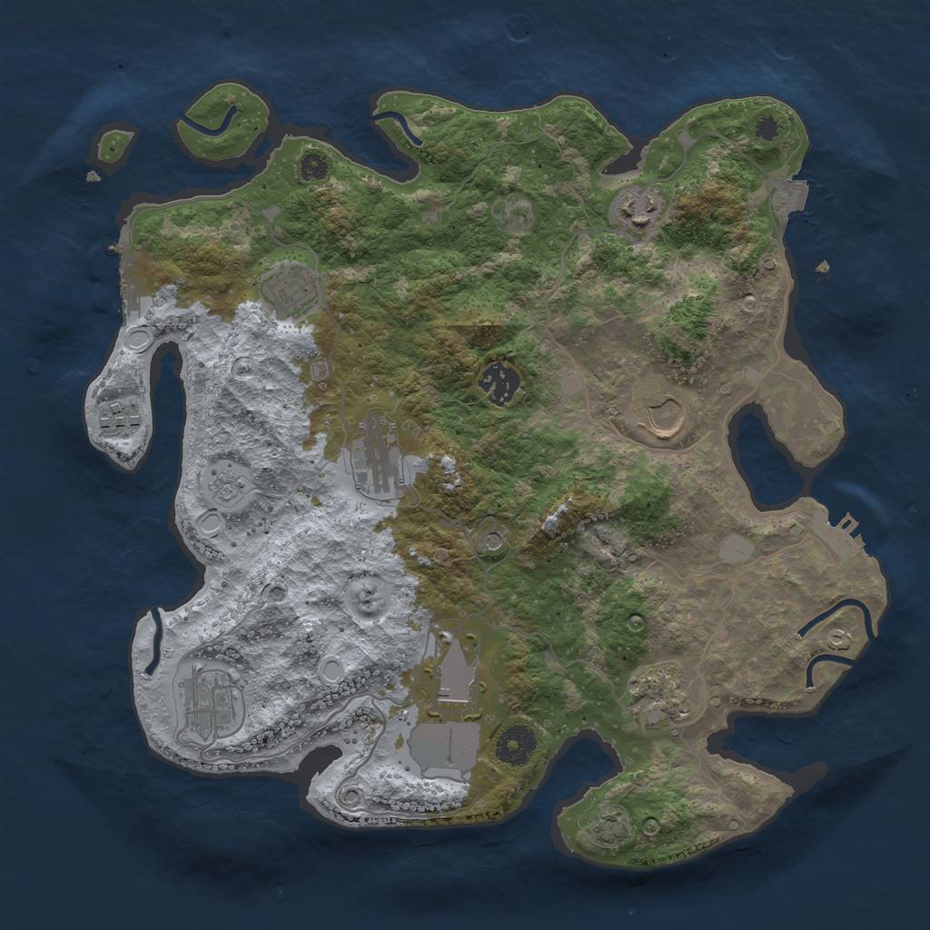 Rust Map: Procedural Map, Size: 3500, Seed: 45198261, 17 Monuments