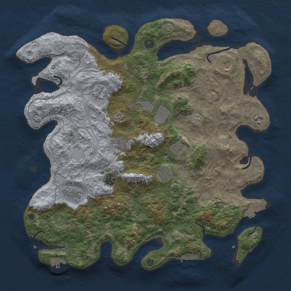 Rust Map: Procedural Map, Size: 4400, Seed: 69826308, 18 Monuments
