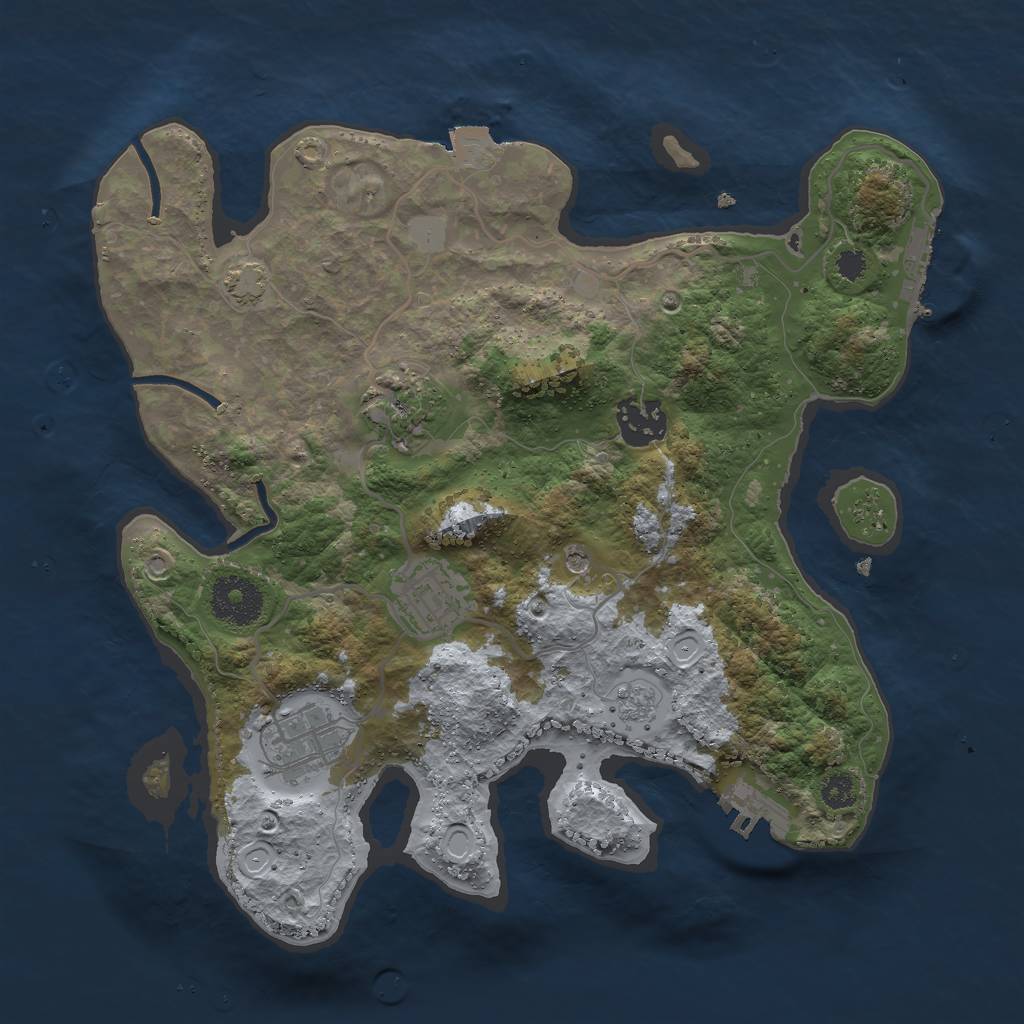 Rust Map: Procedural Map, Size: 3000, Seed: 22874, 12 Monuments