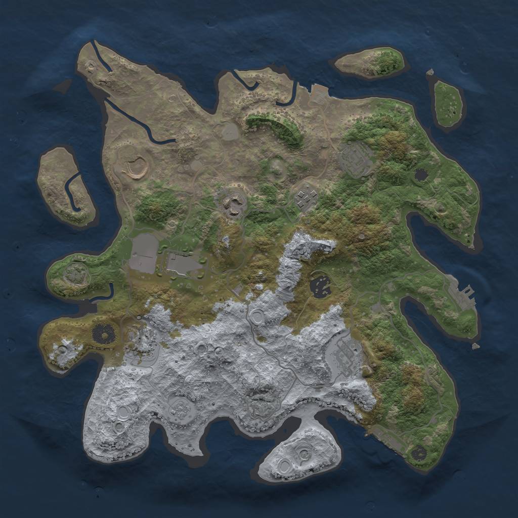 Rust Map: Procedural Map, Size: 3500, Seed: 88146706, 16 Monuments
