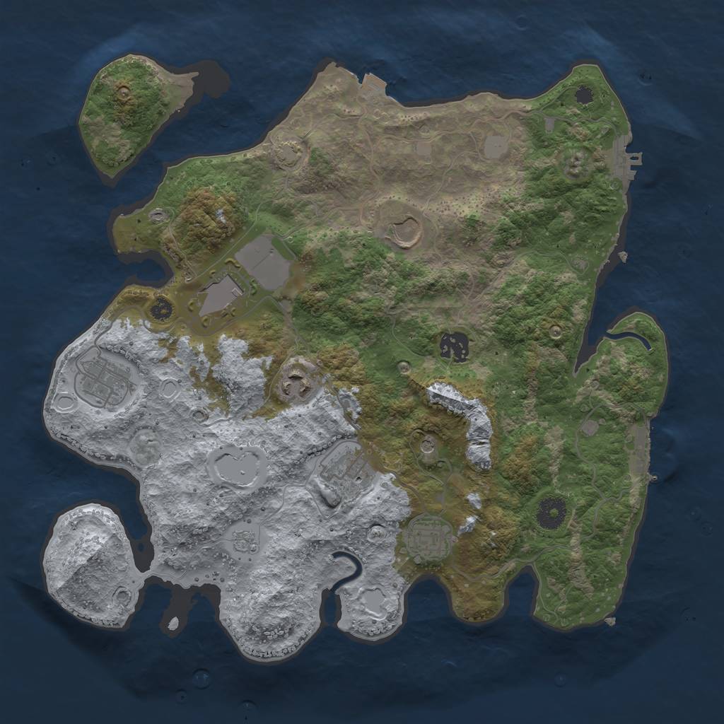 Rust Map: Procedural Map, Size: 3500, Seed: 12166682, 15 Monuments