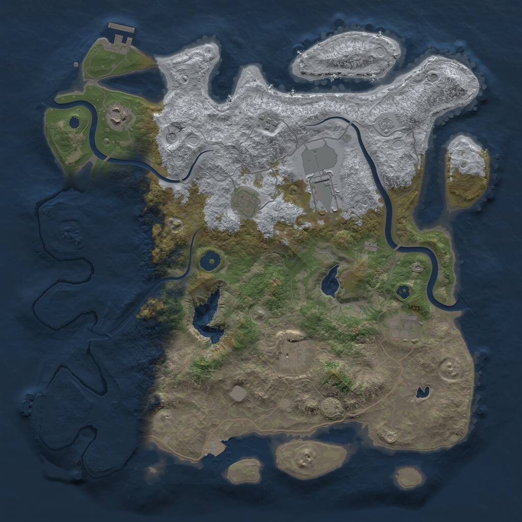 Rust Map: Procedural Map, Size: 4000, Seed: 1194936336, 12 Monuments