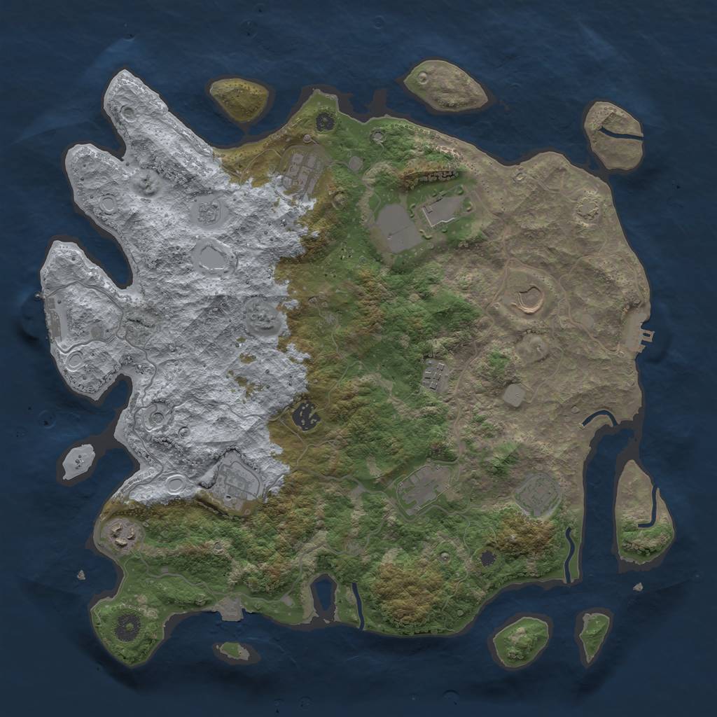 Rust Map: Procedural Map, Size: 3950, Seed: 15943542, 17 Monuments