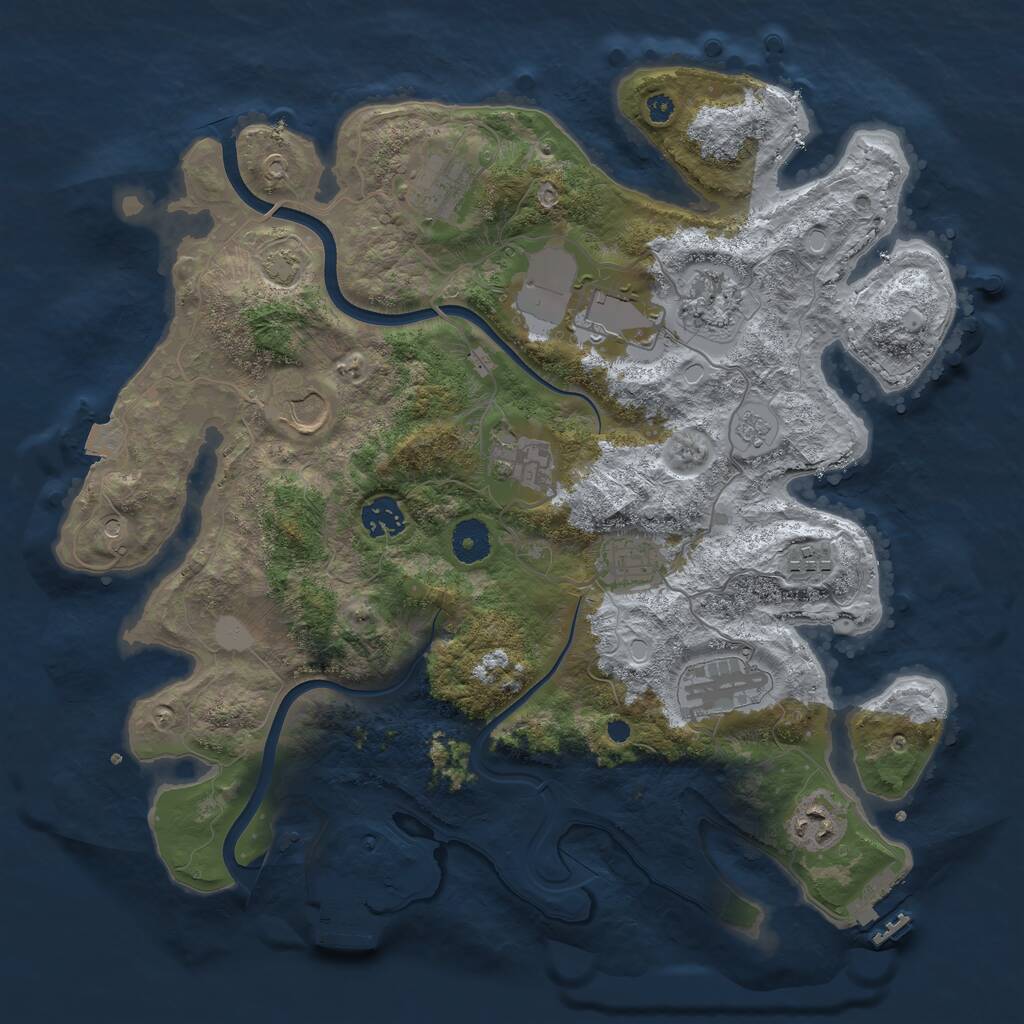 Rust Map: Procedural Map, Size: 3700, Seed: 1413571972, 16 Monuments