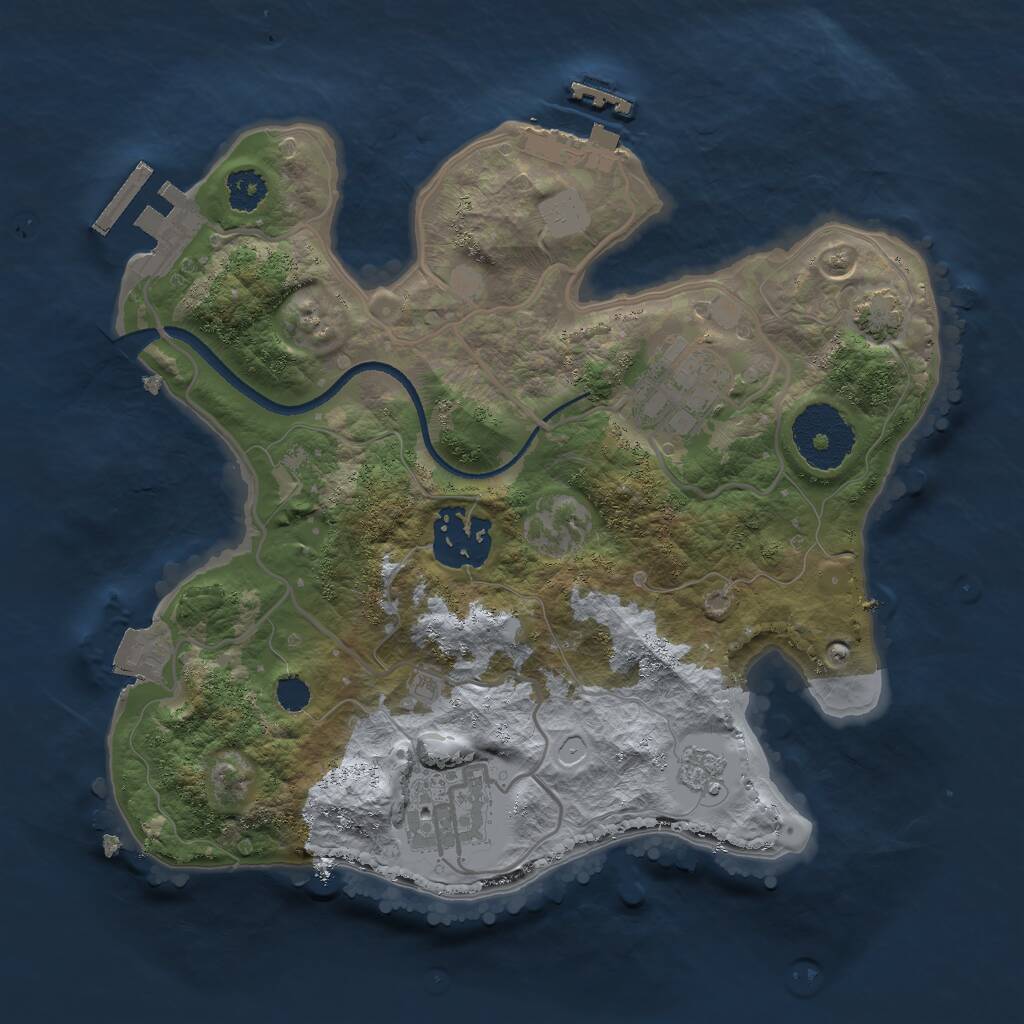 Rust Map: Procedural Map, Size: 2500, Seed: 5634108, 8 Monuments
