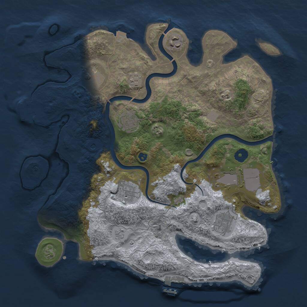 Rust Map: Procedural Map, Size: 3500, Seed: 82345782, 13 Monuments