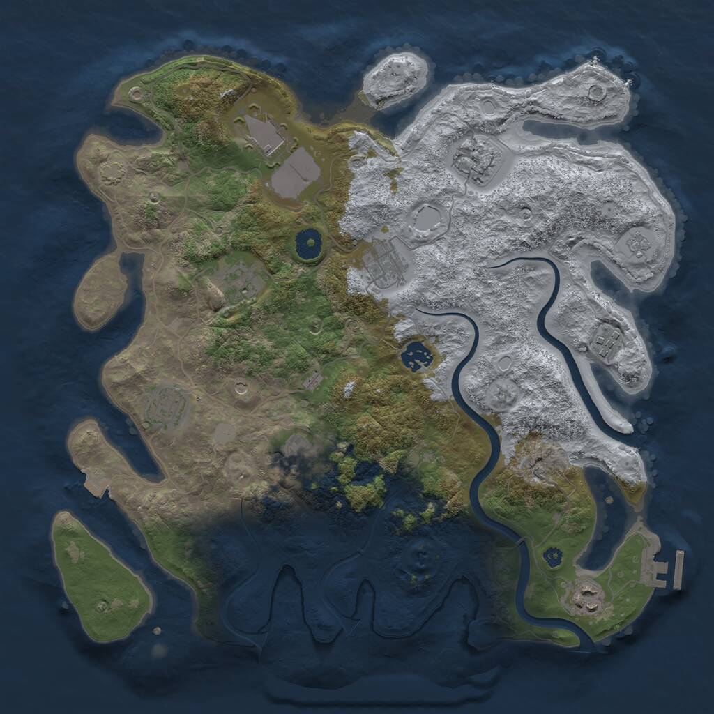 Rust Map: Procedural Map, Size: 3700, Seed: 1861472732, 14 Monuments