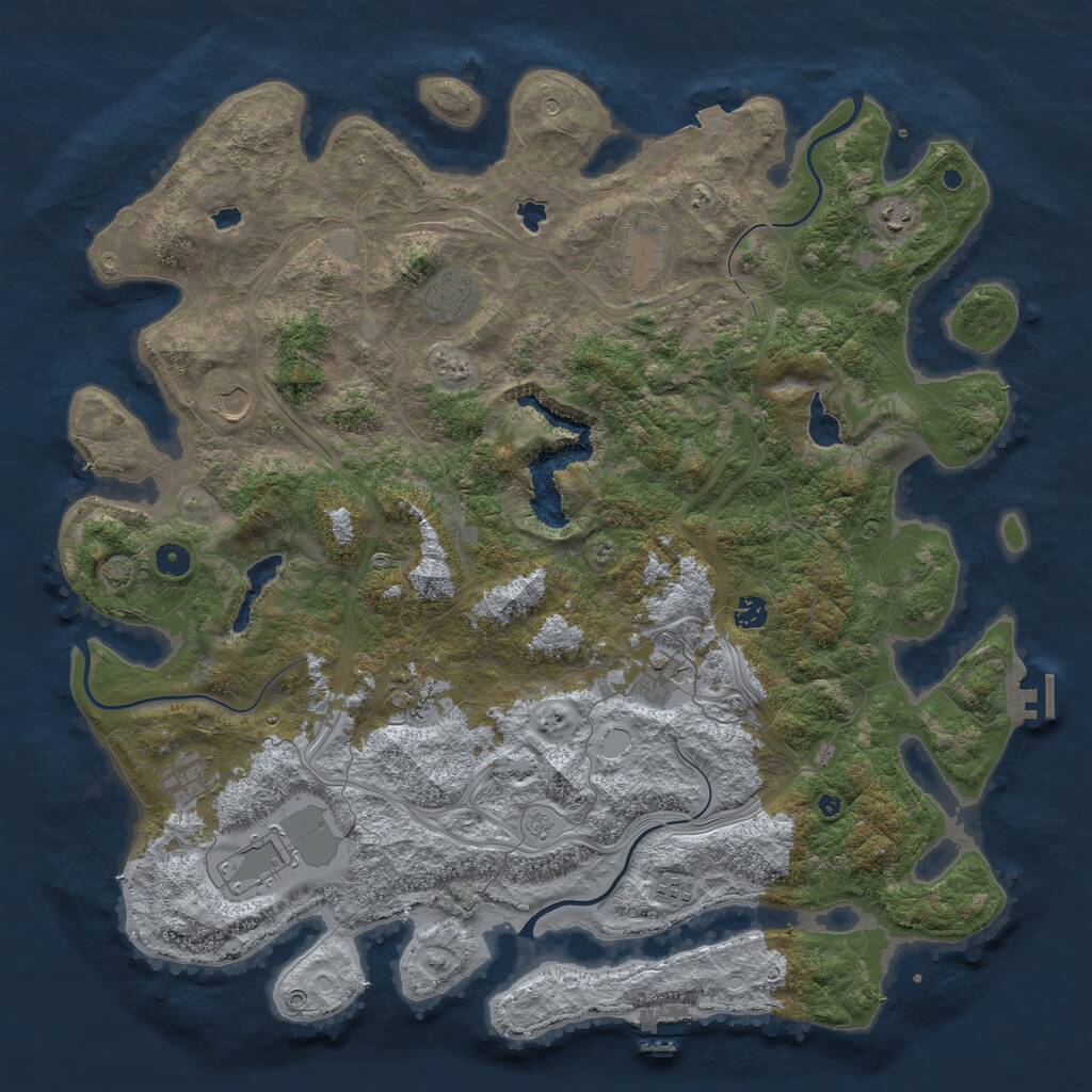 Rust Map: Procedural Map, Size: 4850, Seed: 1295037560, 16 Monuments