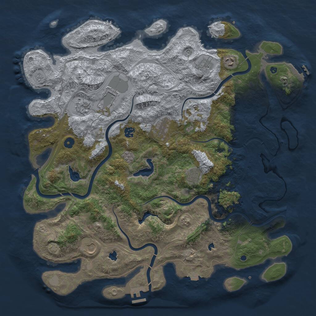 Rust Map: Procedural Map, Size: 4500, Seed: 529077594, 15 Monuments