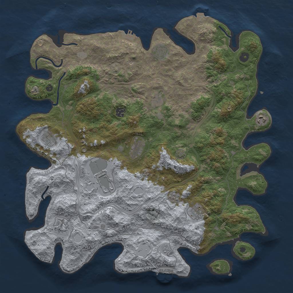 Rust Map: Procedural Map, Size: 4501, Seed: 33, 18 Monuments