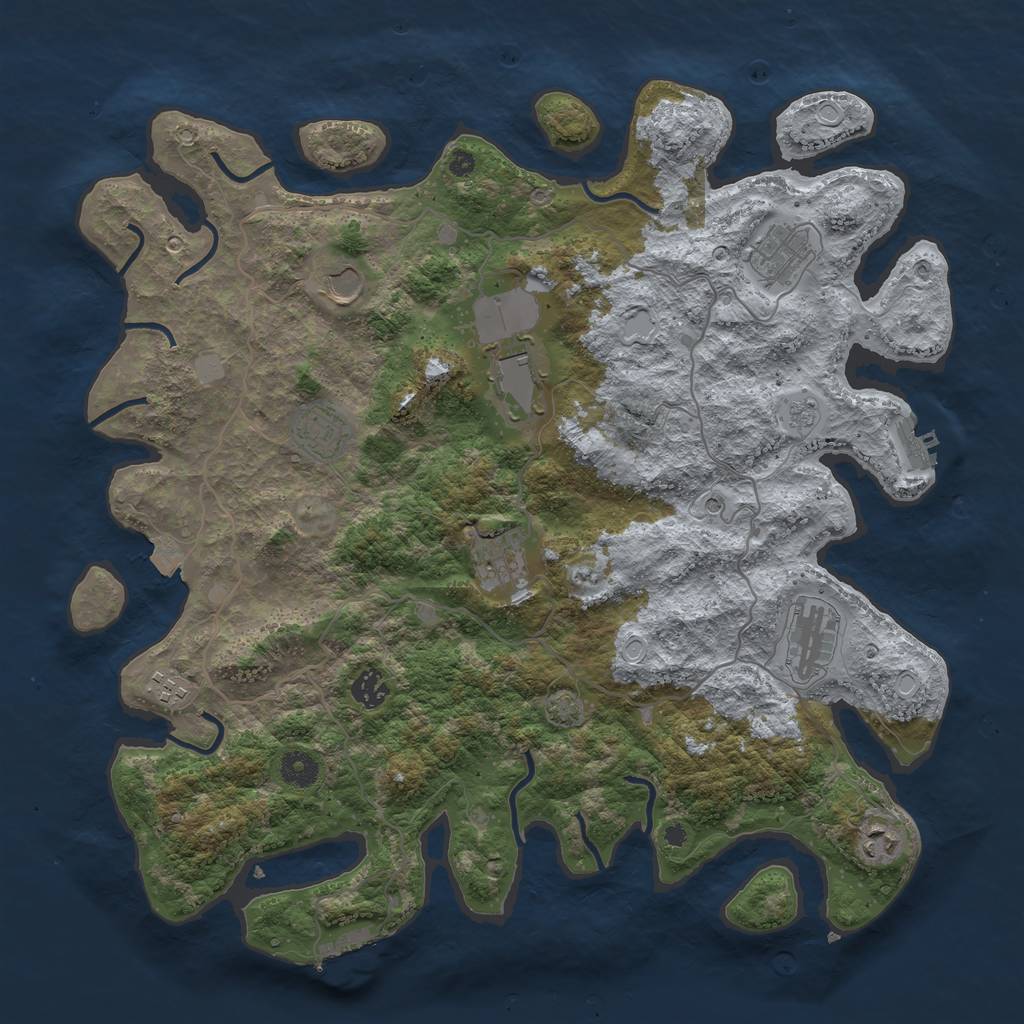 Rust Map: Procedural Map, Size: 4100, Seed: 85270769, 17 Monuments