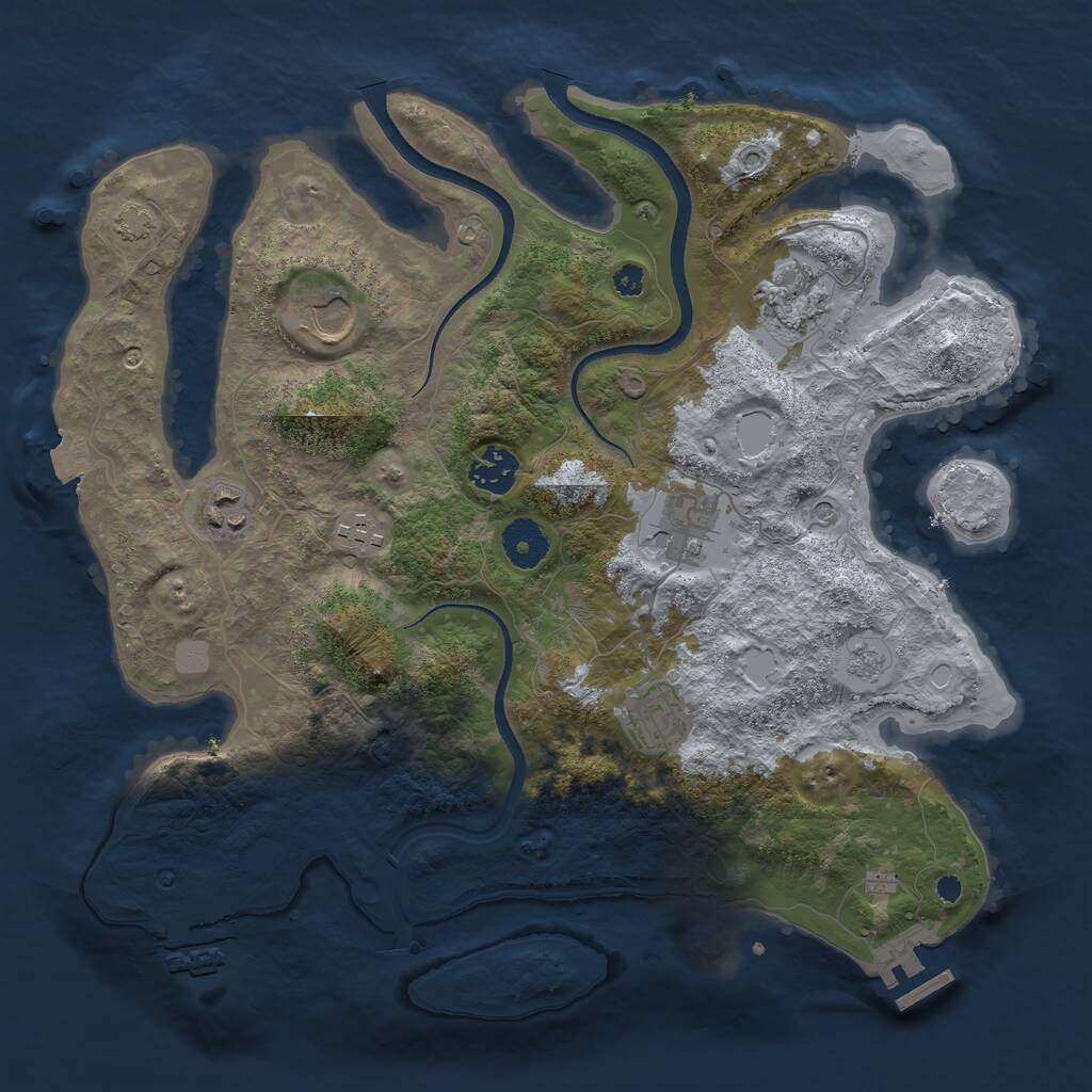 Rust Map: Procedural Map, Size: 3500, Seed: 343423223, 13 Monuments