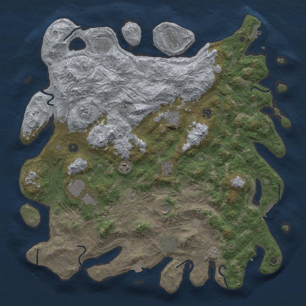 Rust Map: Procedural Map, Size: 4800, Seed: 951517354, 19 Monuments
