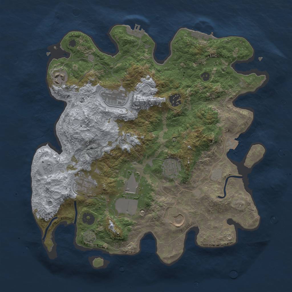 Rust Map: Procedural Map, Size: 3500, Seed: 1759042370, 15 Monuments