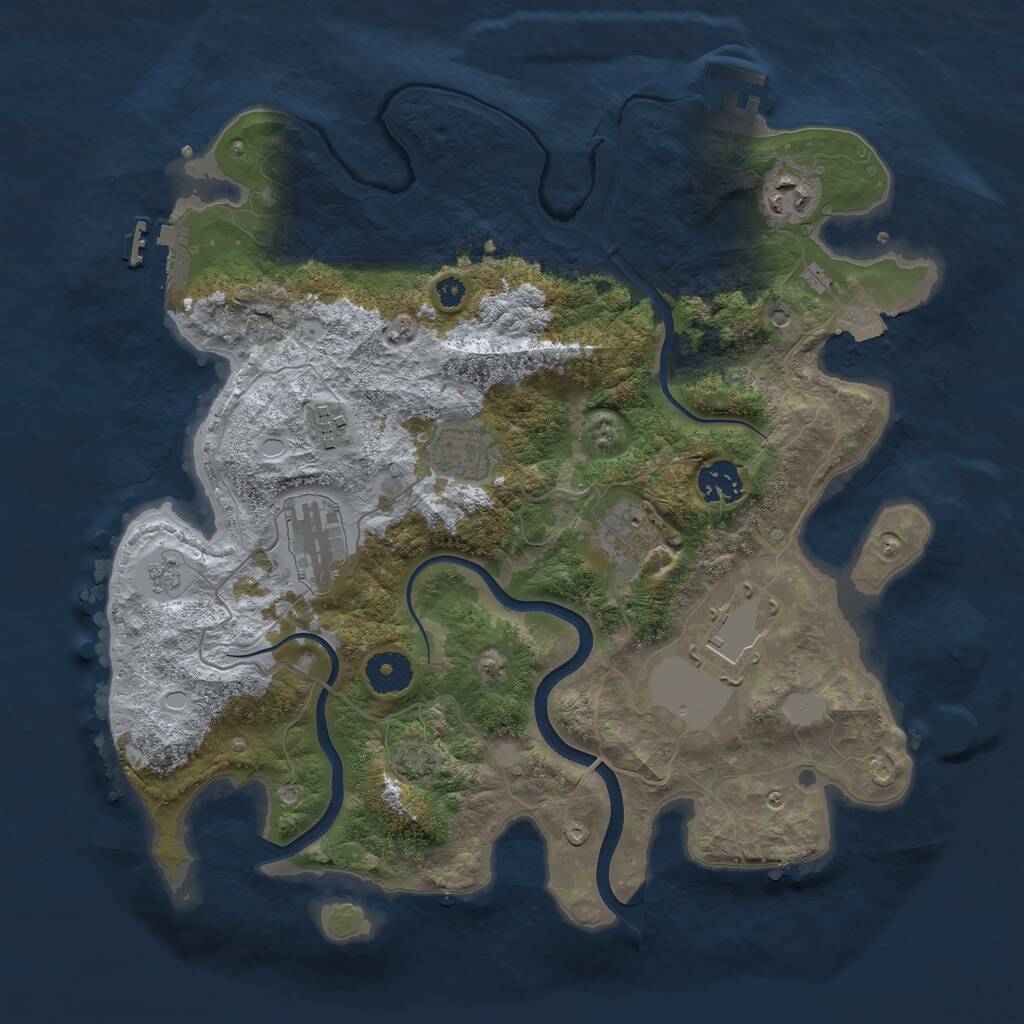 Rust Map: Procedural Map, Size: 3500, Seed: 1759042370, 13 Monuments