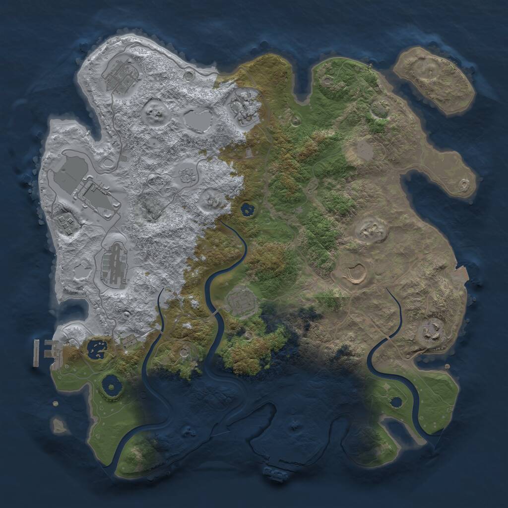 Rust Map: Procedural Map, Size: 3750, Seed: 68841812, 15 Monuments