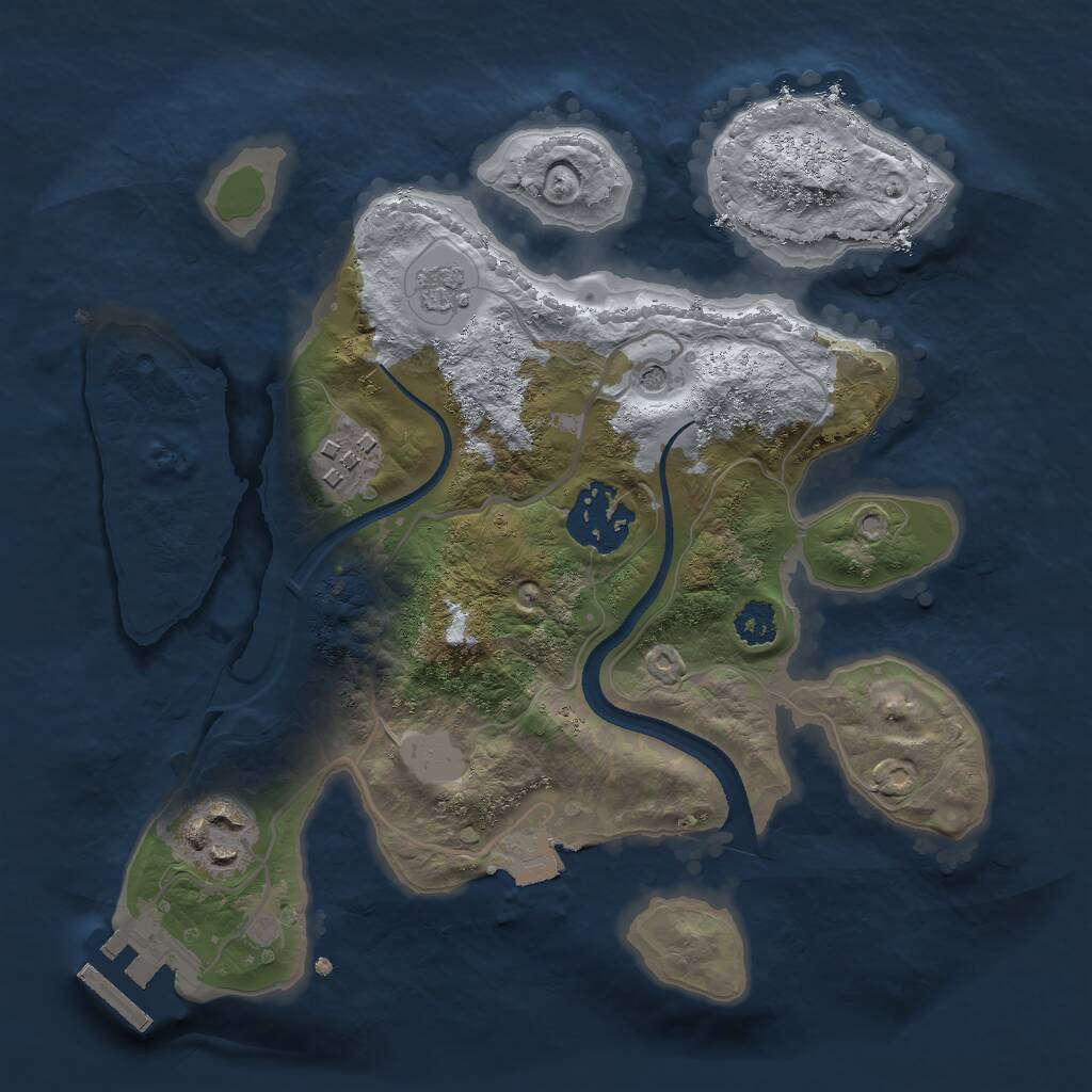 Rust Map: Procedural Map, Size: 2500, Seed: 555985634, 7 Monuments