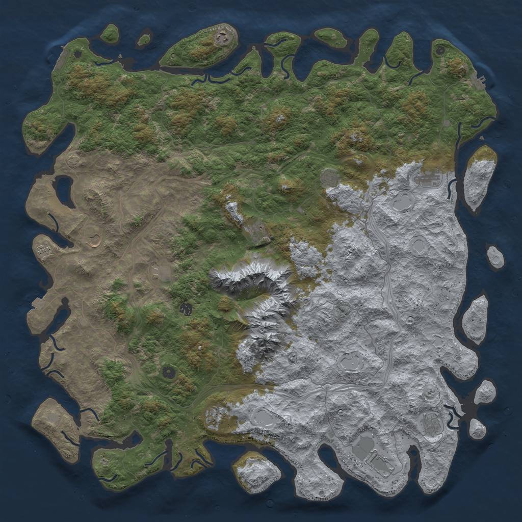 Rust Map: Procedural Map, Size: 6000, Seed: 30776627, 19 Monuments