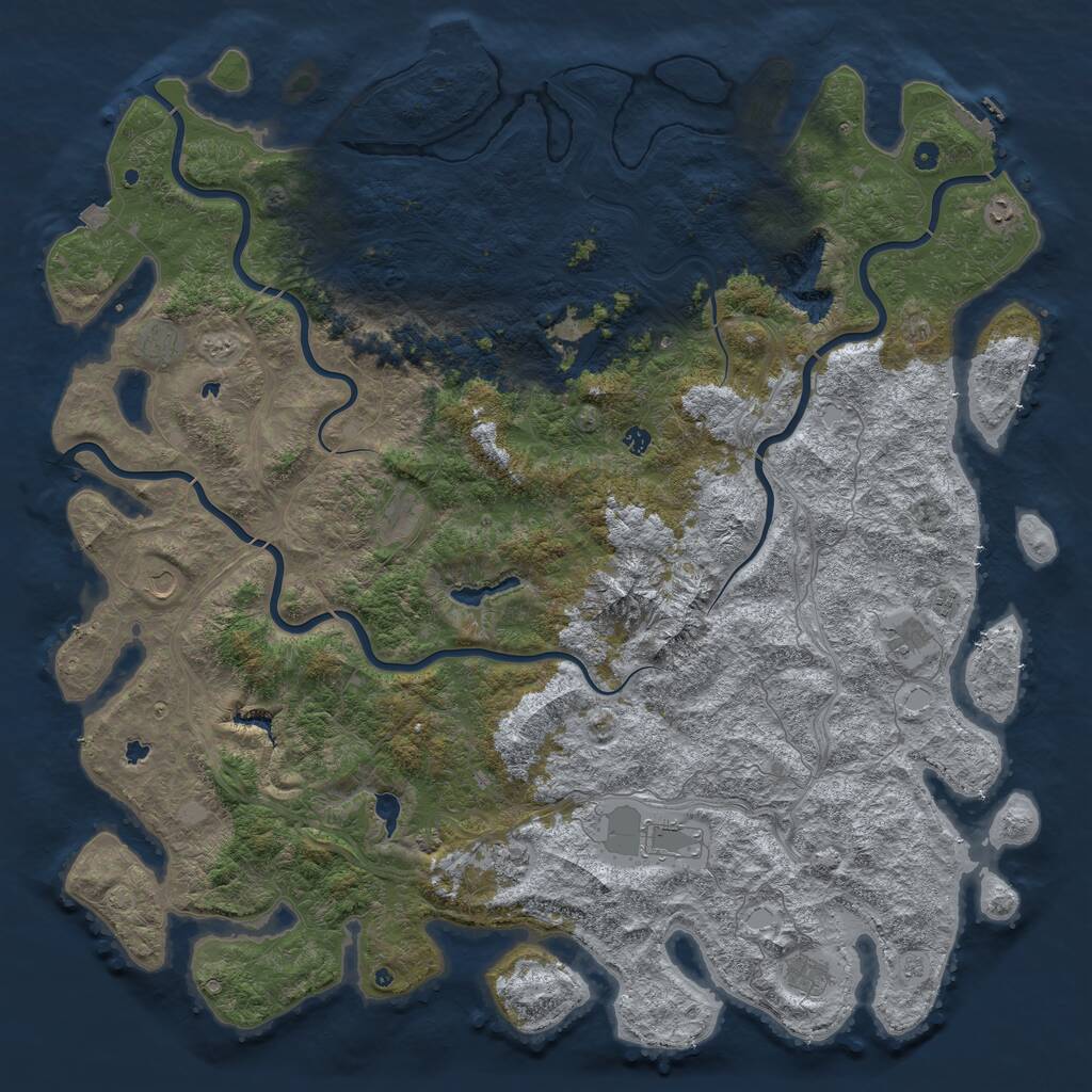 Rust Map: Procedural Map, Size: 6000, Seed: 30776627, 17 Monuments