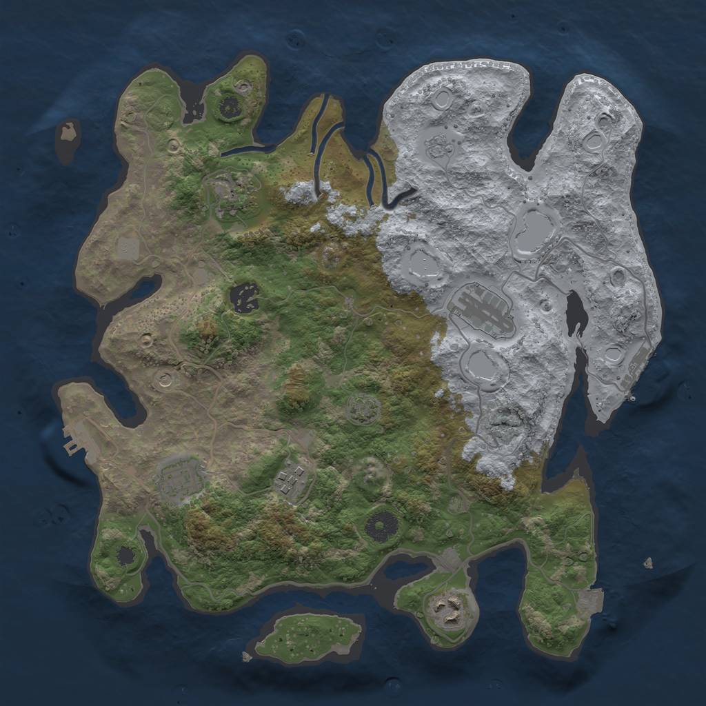 Rust Map: Procedural Map, Size: 3400, Seed: 40254110, 14 Monuments