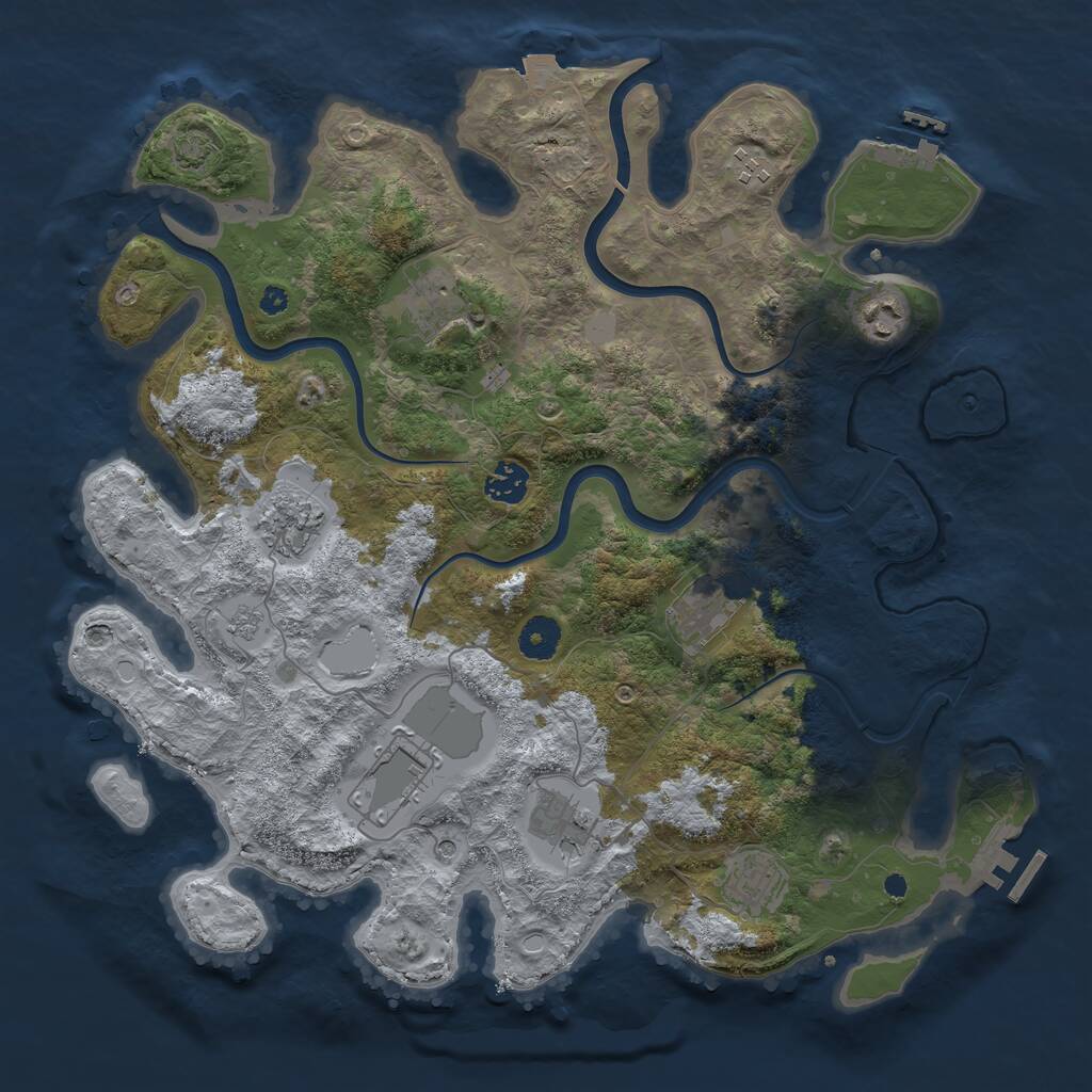Rust Map: Procedural Map, Size: 3850, Seed: 43851811, 15 Monuments