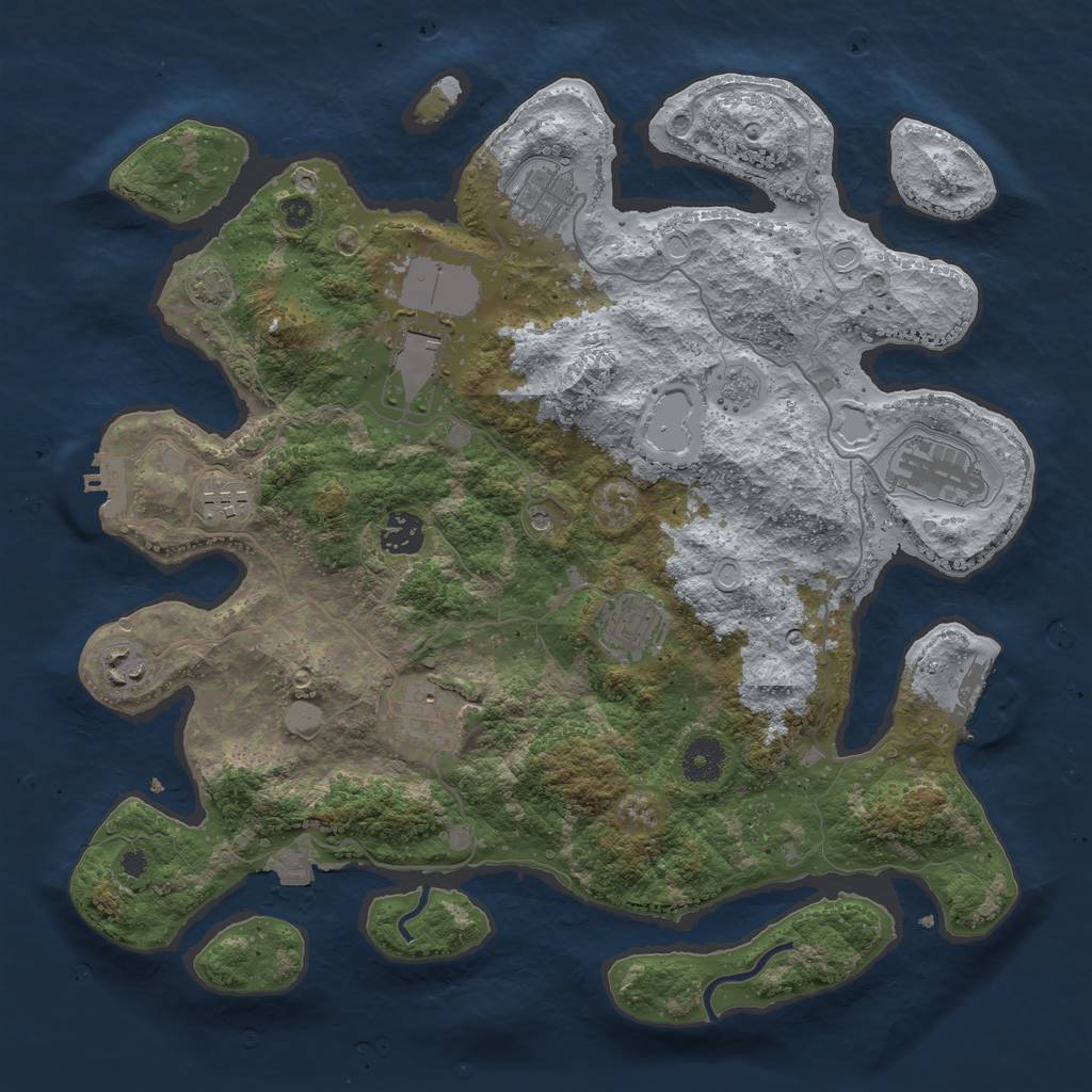 Rust Map: Procedural Map, Size: 3700, Seed: 41248202, 16 Monuments