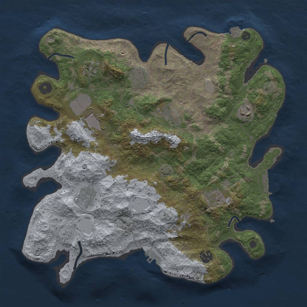 Rust Map: Procedural Map, Size: 3700, Seed: 58005016, 16 Monuments