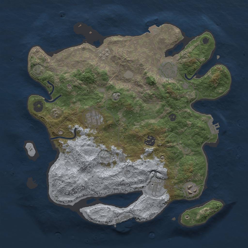Rust Map: Procedural Map, Size: 3400, Seed: 44759630, 14 Monuments