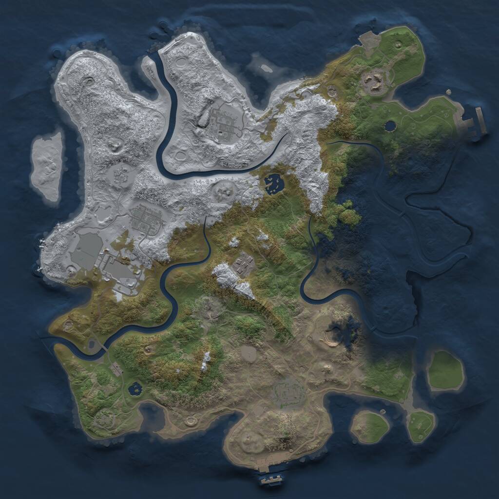 Rust Map: Procedural Map, Size: 3700, Seed: 13322395, 14 Monuments