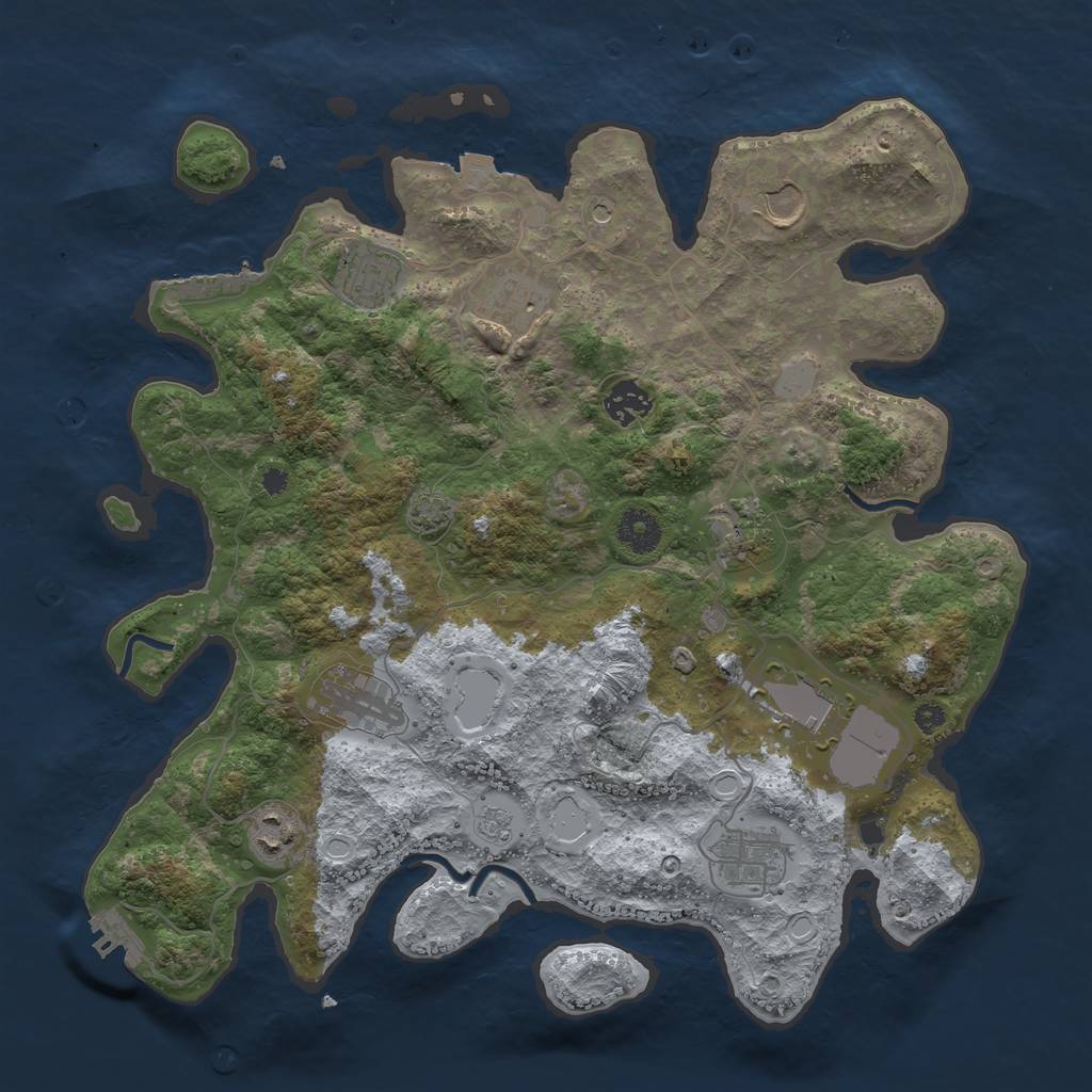 Rust Map: Procedural Map, Size: 3700, Seed: 38955008, 17 Monuments