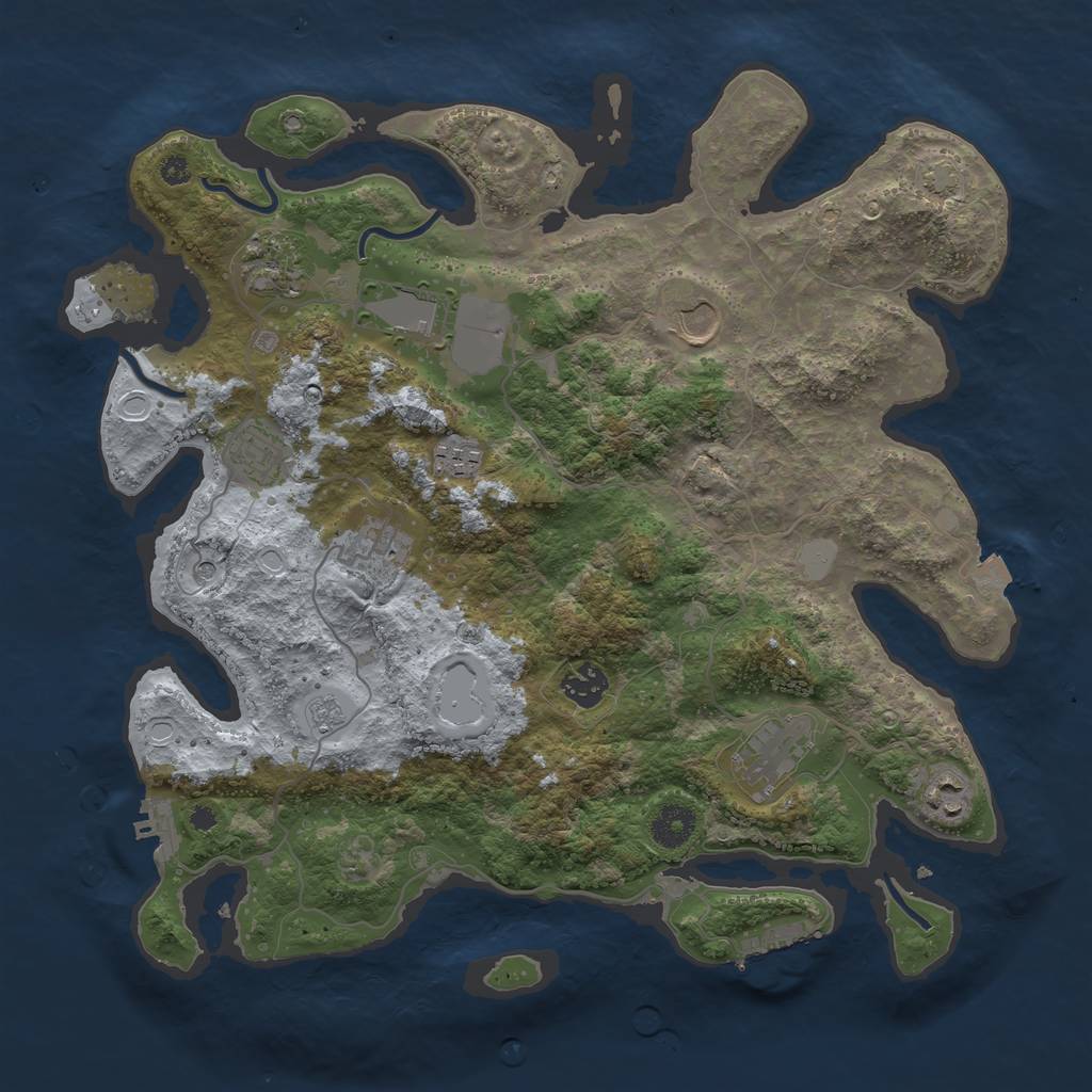 Rust Map: Procedural Map, Size: 3750, Seed: 705255, 17 Monuments