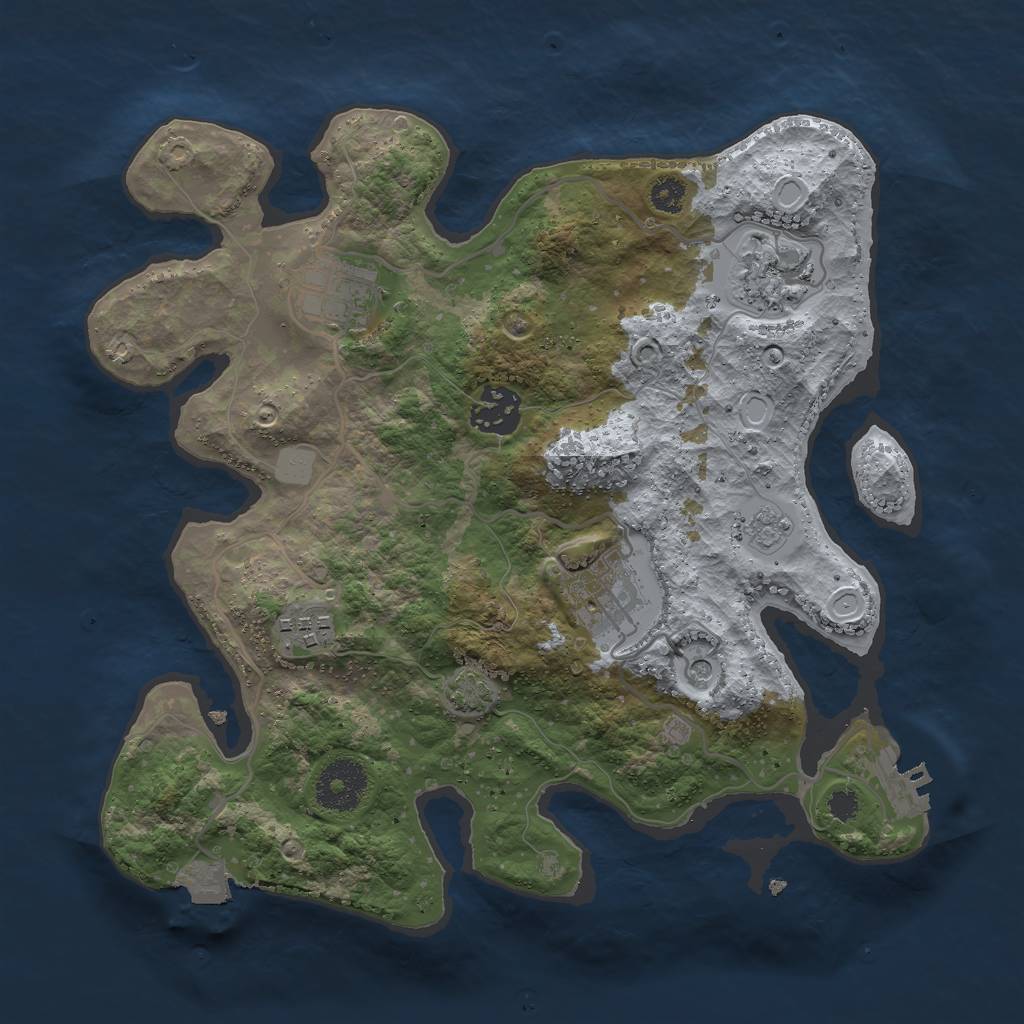 Rust Map: Procedural Map, Size: 3000, Seed: 36548, 12 Monuments