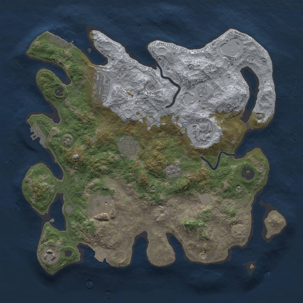 Rust Map: Procedural Map, Size: 3400, Seed: 53622195, 14 Monuments