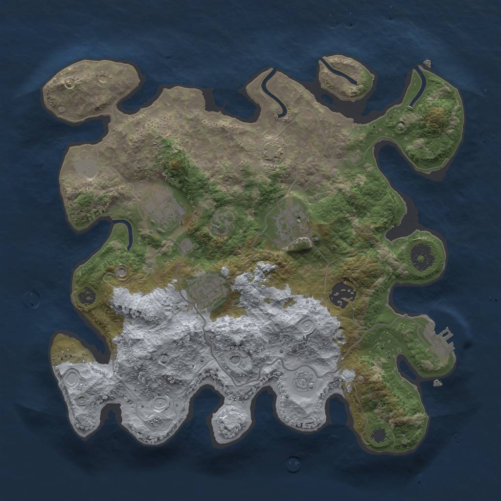 Rust Map: Procedural Map, Size: 3000, Seed: 12385, 11 Monuments