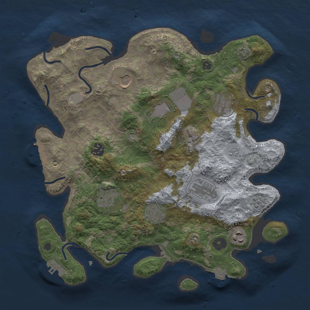 Rust Map: Procedural Map, Size: 3500, Seed: 253649325, 17 Monuments