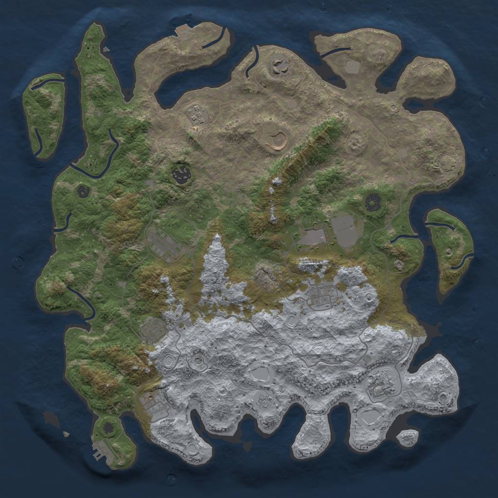Rust Map: Procedural Map, Size: 4100, Seed: 31428866, 17 Monuments