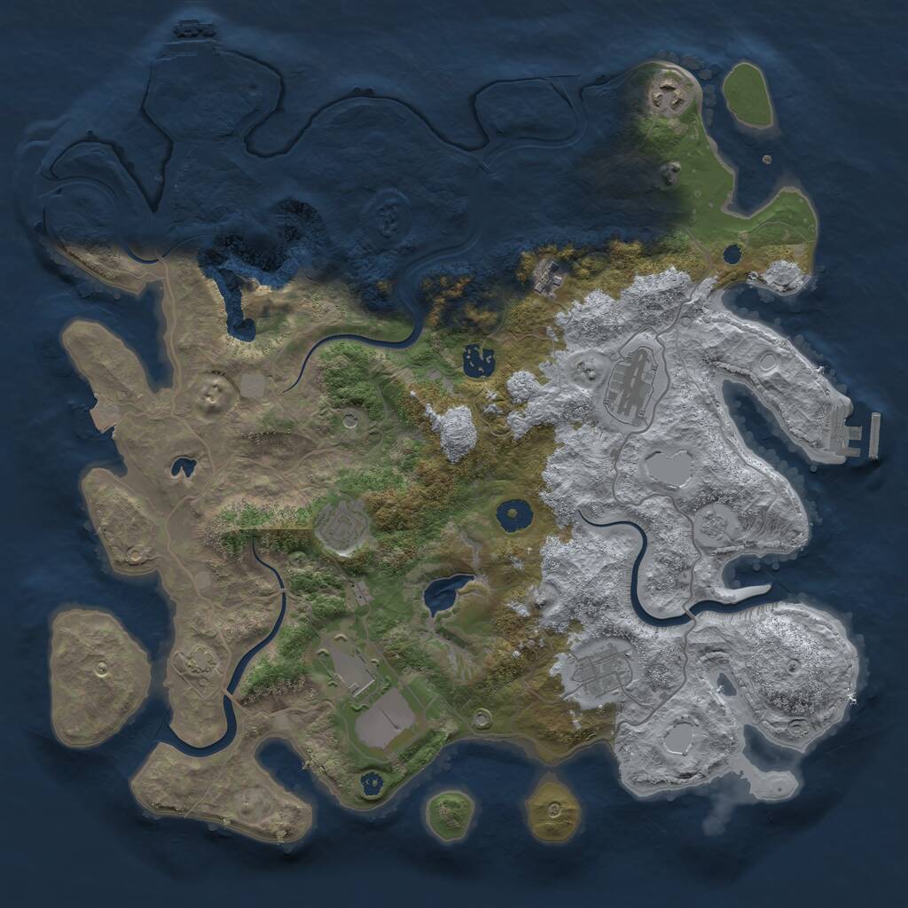 Rust Map: Procedural Map, Size: 4000, Seed: 79996970, 13 Monuments